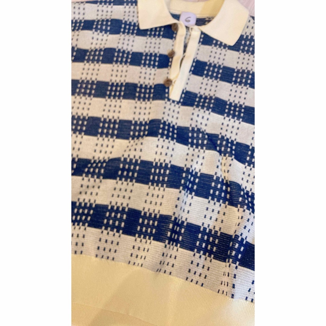 おしゃれ 6 ROKU BORDER COLLOR KNIT PULLOVER ポロシャツ