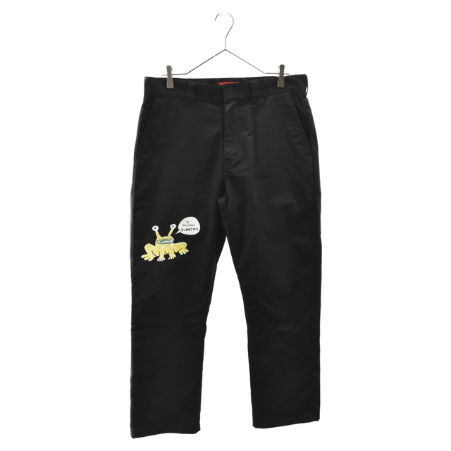 SUPREME シュプリーム 20SS ×Daniel Johnston Embroidered Work Pant ダニエルジョンストンエンブロイデッドワークパンツ 刺繍 ブラック76センチ裾幅