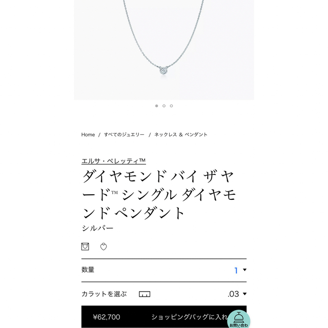 Tiffany & Co.(ティファニー)のクーポン配布中限定値下げ♡Tiffanyバイザヤードsilver0.03 レディースのアクセサリー(ネックレス)の商品写真