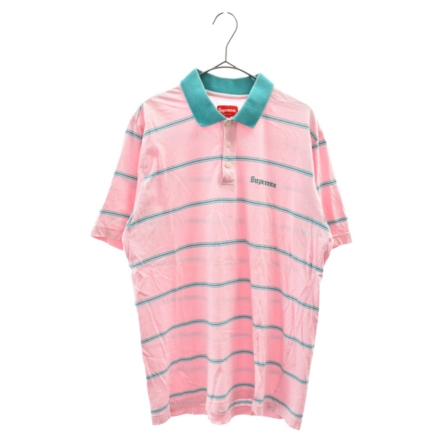 SUPREME シュプリーム 17SS Striped Polo ストライプ半袖ポロシャツ ピンク レディース