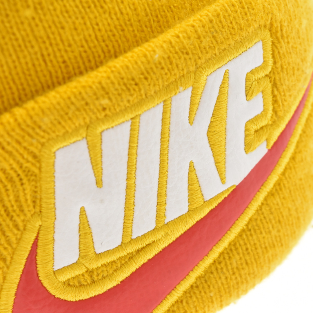 Supreme(シュプリーム)のSUPREME シュプリーム 18AW ×NIKE Beanie AT0107-752 ×ナイキ レザーロゴビーニー ニット帽 イエロー ニットキャップ メンズの帽子(ニット帽/ビーニー)の商品写真