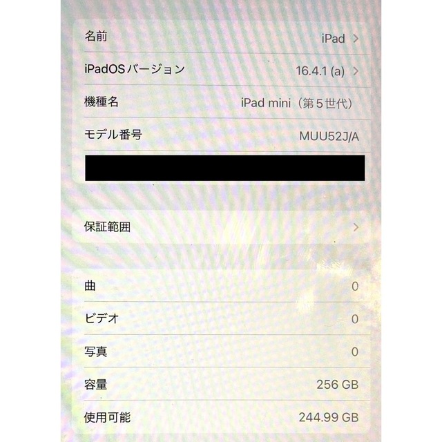アップル iPad mini5 第5世代 WiFi 256GB シルバー