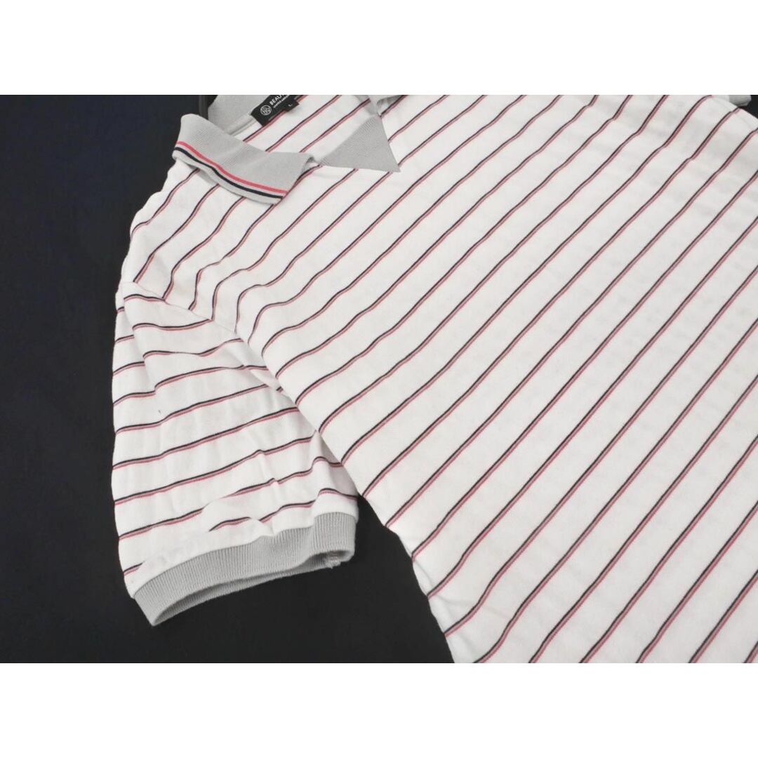 UNITED ARROWS(ユナイテッドアローズ)のビューティ＆ユース ユナイテッドアローズ ボーダー ポロシャツ sizeL/白ｘグレーｘ赤 ■◆ メンズ メンズのトップス(ポロシャツ)の商品写真