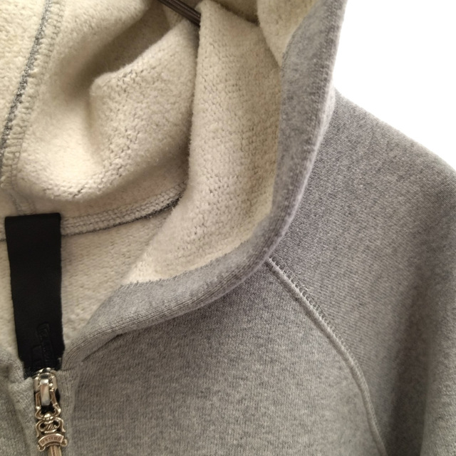 Chrome Hearts(クロムハーツ)のCHROME HEARTS クロムハーツ GRP Y NOT Raglan Sleeve Zip Up Hoodie ワイノットラグランスリーブクロスパッチジップアップフーディ パーカー グレー メンズのトップス(パーカー)の商品写真