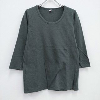 homspun カットソー 長袖Ｔシャツ グリーン系（チャコールグレー系） レディース ホームスパン【中古】3-0516M♪(Tシャツ(長袖/七分))