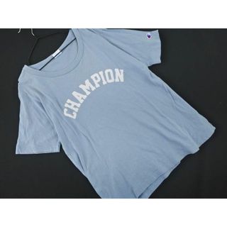 チャンピオン(Champion)のChampion チャンピオン ロゴ プリント Tシャツ sizeM/水色 ■◆ レディース(Tシャツ(半袖/袖なし))