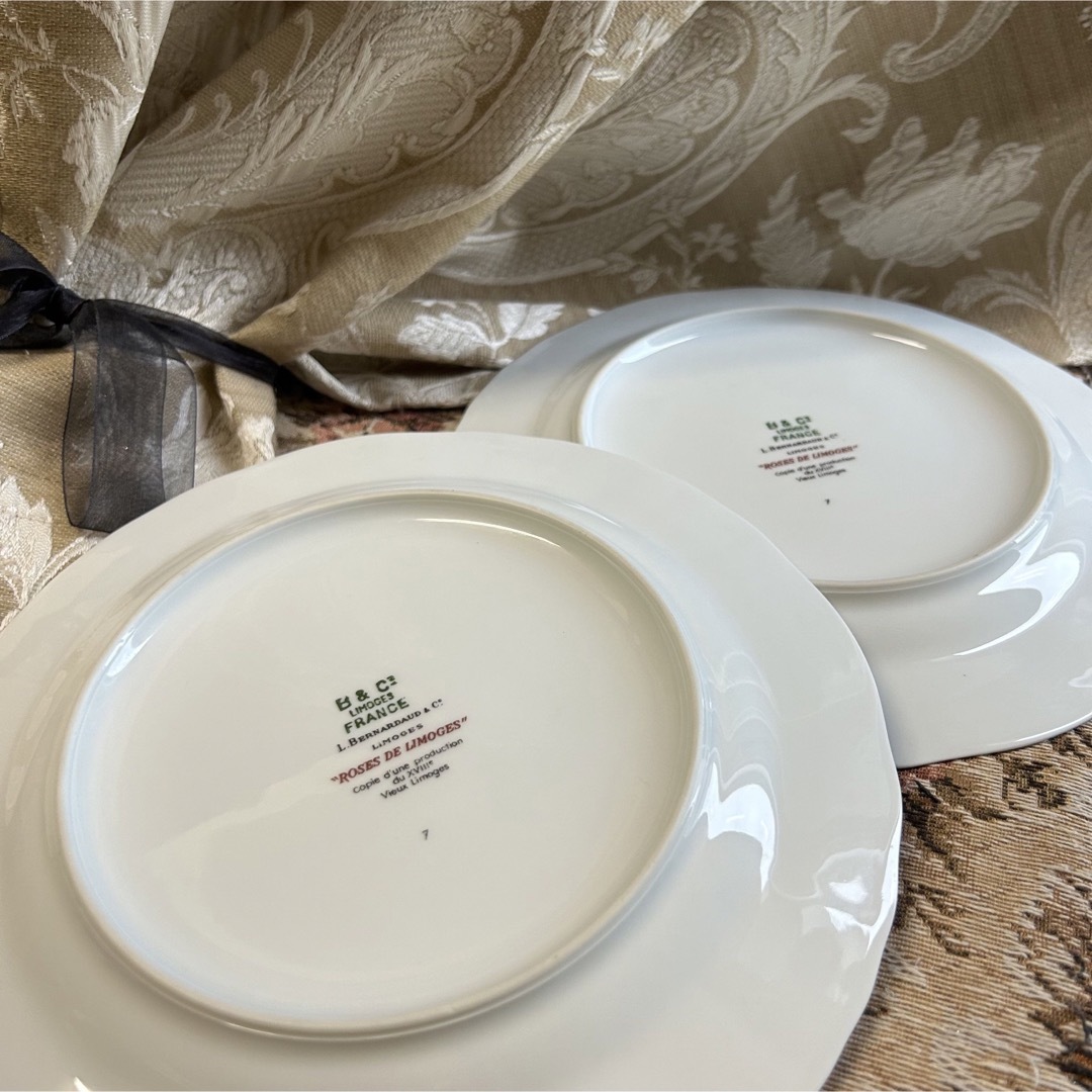フランス製 Limoges ROSE DE LIMOGESデザートプレート ペア