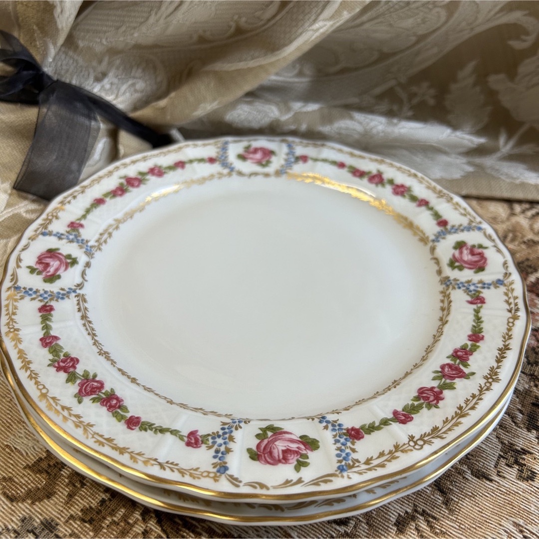 フランス製 Limoges ROSE DE LIMOGESデザートプレート ペア-