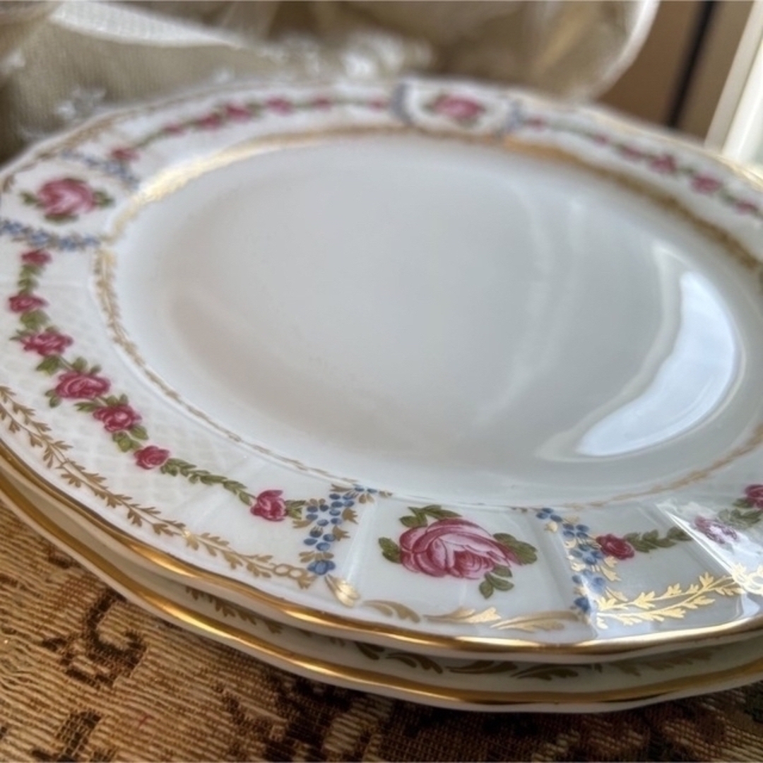 フランス製 Limoges ROSE DE LIMOGESデザートプレート ペア