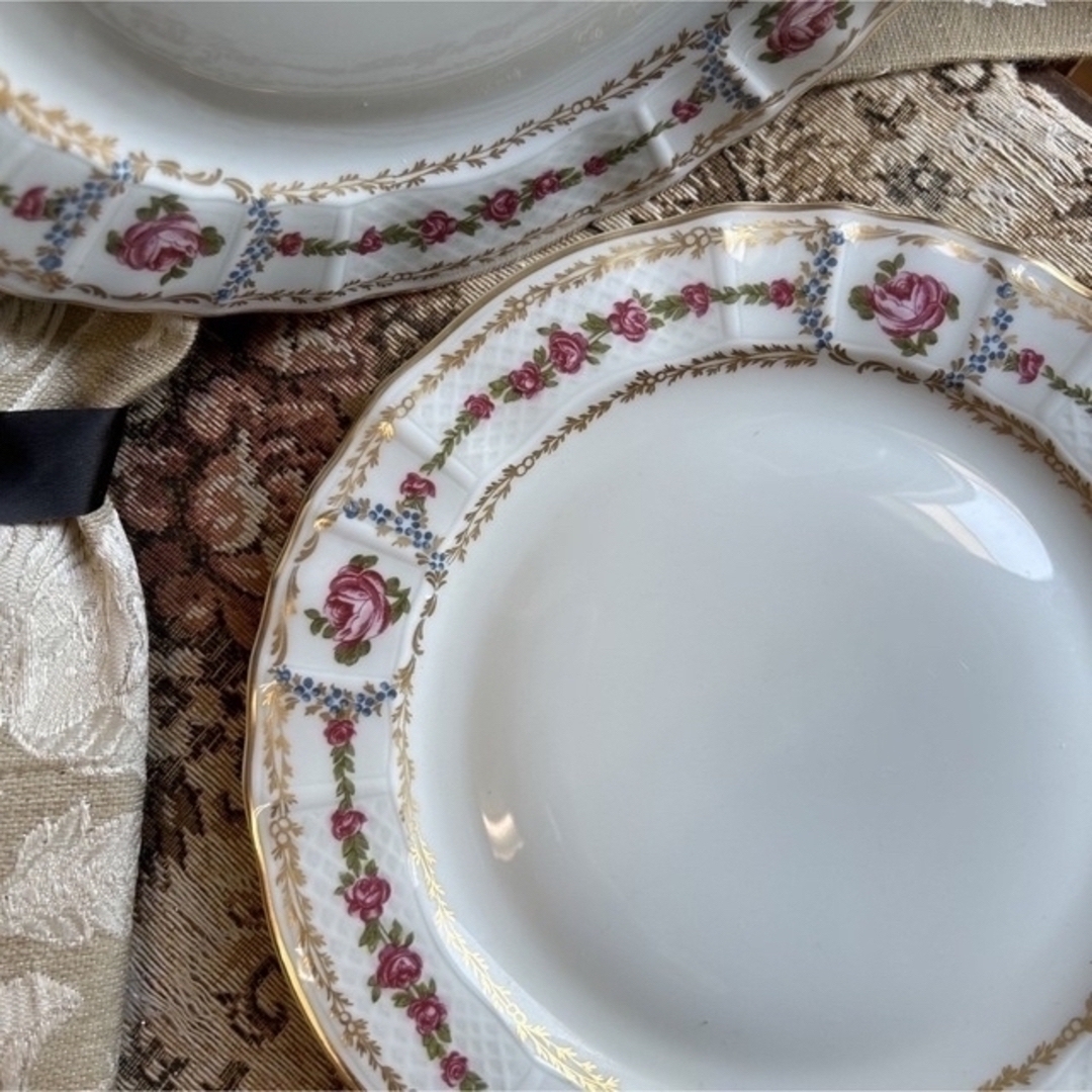 フランス製 Limoges ROSE DE LIMOGESデザートプレート ペア - 食器