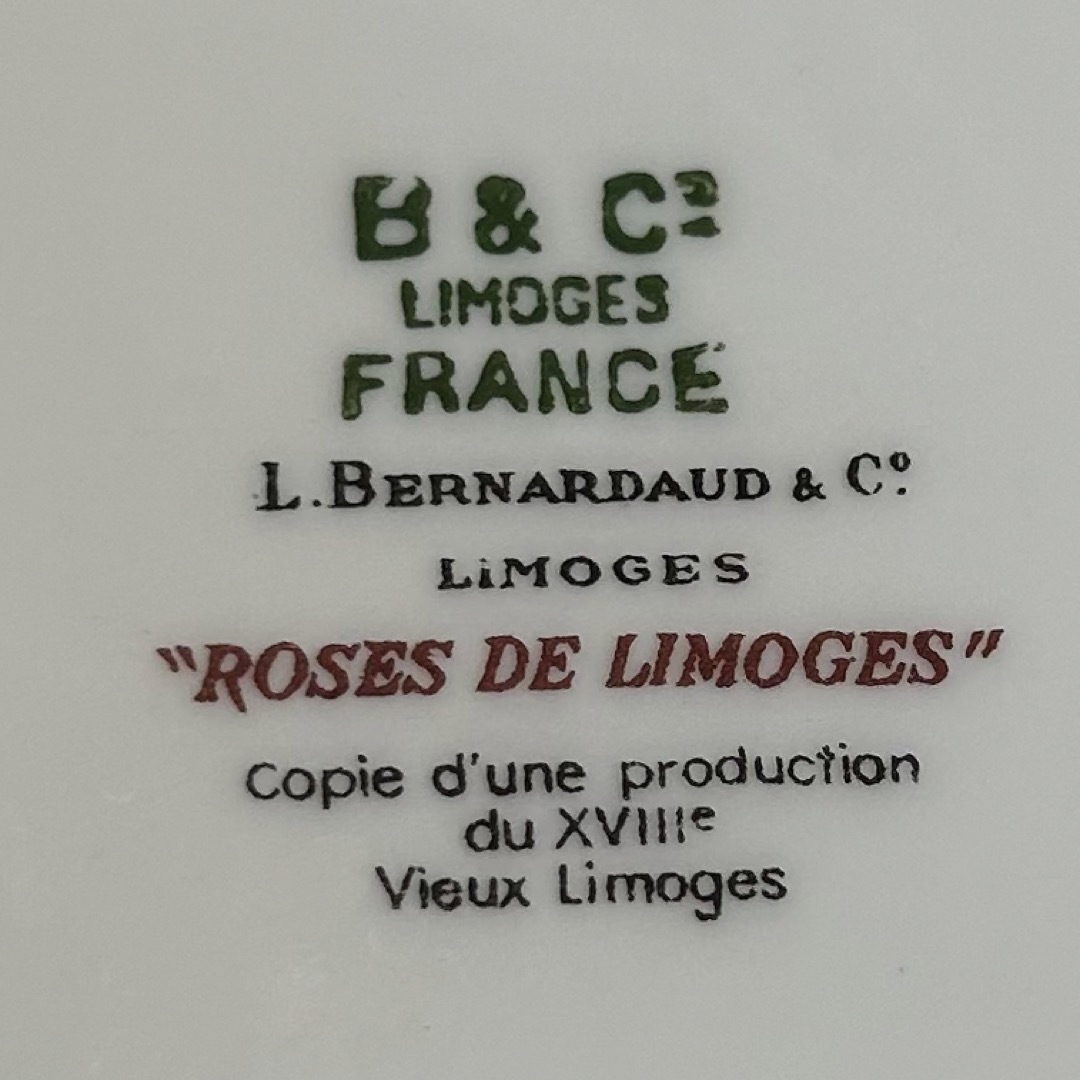 フランス製 Limoges ROSE DE LIMOGESデザートプレート ペア-