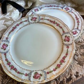 フランス製 Limoges ROSE DE LIMOGESデザートプレート ペア | www