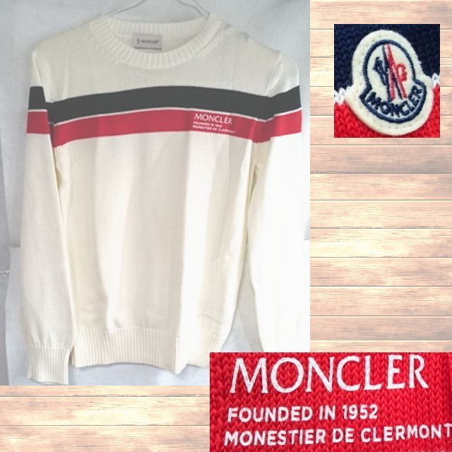 掲載品●新品/正規品● MONCLER 袖ロゴ トリコロール ニット