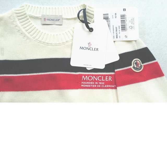 MONCLER(モンクレール)の●新品/正規品● MONCLER 袖ロゴ トリコロール ニット レディースのトップス(ニット/セーター)の商品写真