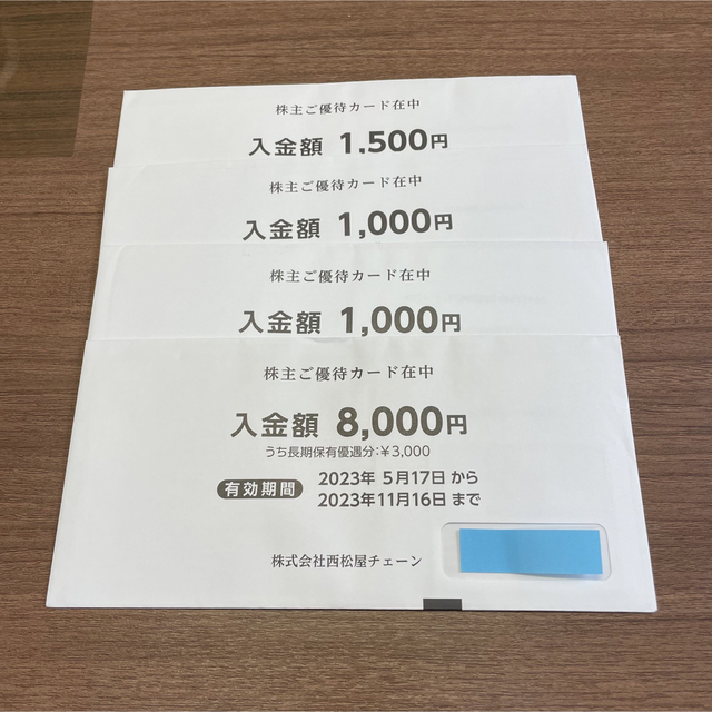 8000円分　トリドール　株主優待　クリックポスト