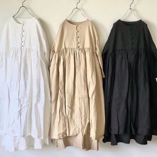 ネストローブ(nest Robe)の大特価 gauze スウィチングギャザーワンピース ホワイト(ひざ丈ワンピース)