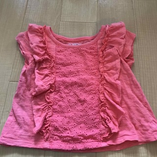 商品】女の子 Tシャツ 80 夏 フリル フリフリ ピンク 袖なしシャツ 現状品(Ｔシャツ)