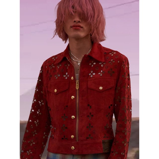 SASQUATCHfabrix. - MASU FLOWER-CUT LEATHER TRUCKER JACKETの通販 by
