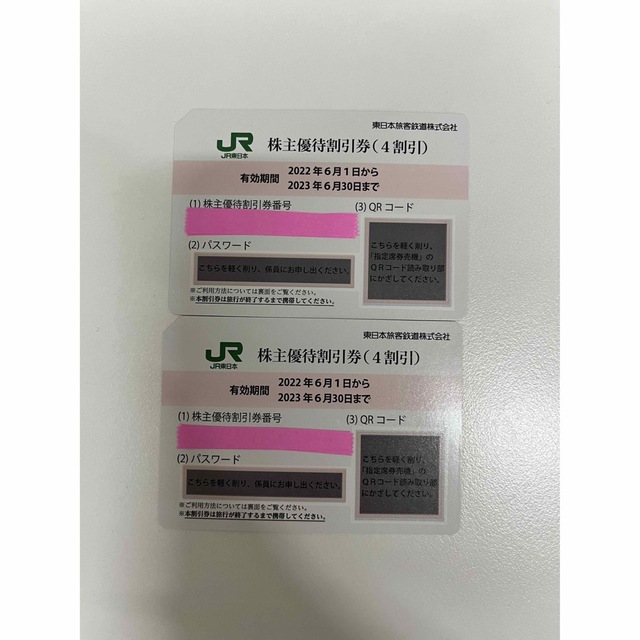 JR東日本株主優待券JR東日本　株主優待割引券(4割引) 2枚