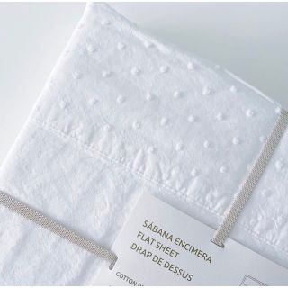 ザラホーム(ZARA HOME)の新品 ZARA HOME ザラホーム プリュムティ 刺繍入り フラットシーツ(シーツ/カバー)