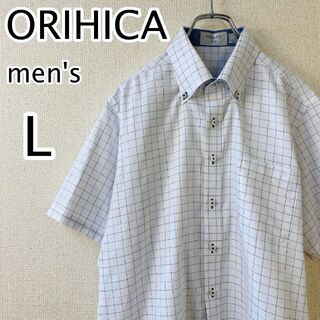オリヒカ(ORIHICA)のORIHICAメンズ　L　シャツ 半袖　オフィス　通勤　涼しげ　 襟 ボタン(シャツ)