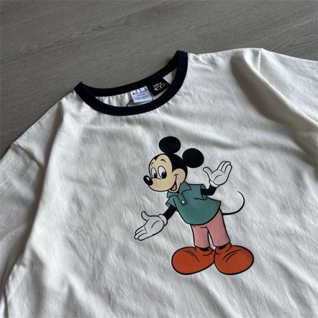 BEAMS(ビームス)のChampion × BEAMS / Disney 100thリンガーTシャツ白 レディースのトップス(Tシャツ(半袖/袖なし))の商品写真