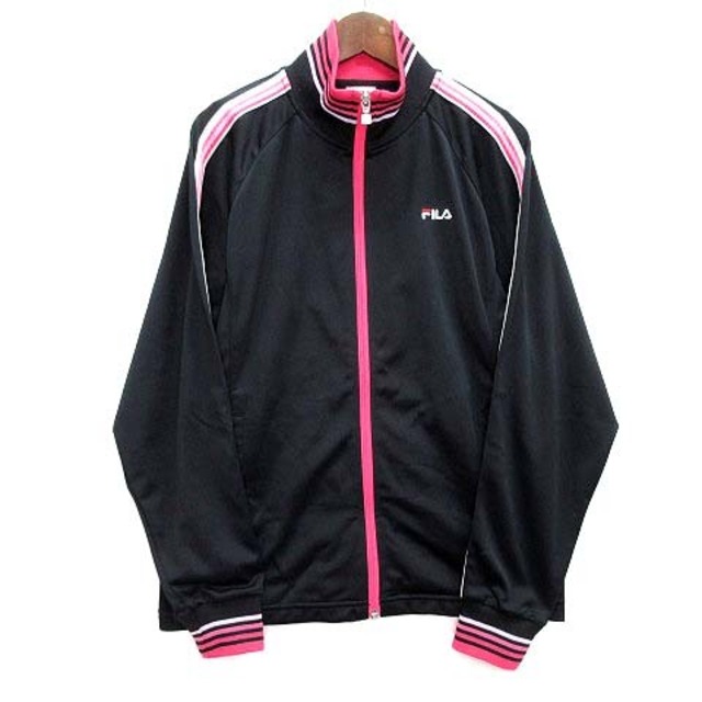 FILA(フィラ)のフィラ ジャージ スタンドネック トラックジャケット ブラック ピンク M スポーツ/アウトドアのスポーツ/アウトドア その他(その他)の商品写真