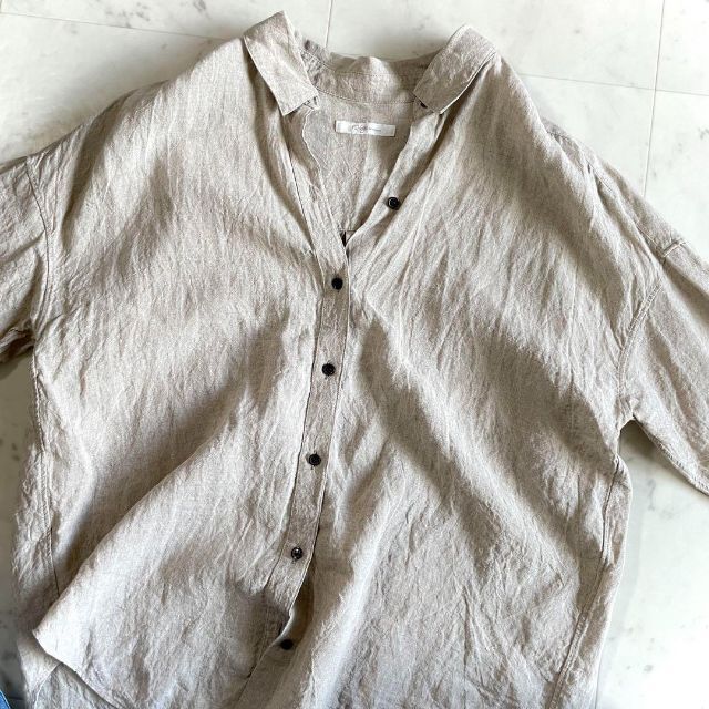 Plage(プラージュ)の極美品♪プラージュ Plage Natural dyed リネンシャツ ベージュ レディースのトップス(シャツ/ブラウス(長袖/七分))の商品写真