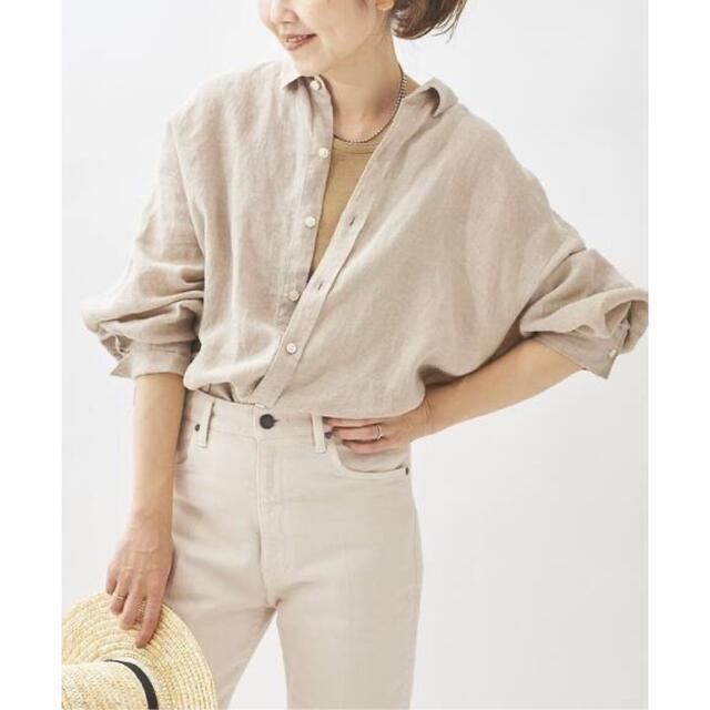 Plage(プラージュ)の極美品♪プラージュ Plage Natural dyed リネンシャツ ベージュ レディースのトップス(シャツ/ブラウス(長袖/七分))の商品写真