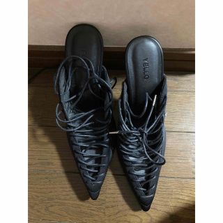 イエローブーツ(Yellow boots)の新品未使用品　YELLO　編み上げブラックヒール(ハイヒール/パンプス)