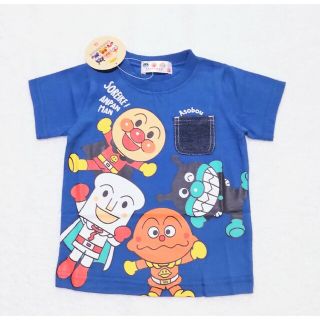 アンパンマン(アンパンマン)の新品　100cm　アンパンマン　デニムポケット半袖Tシャツ　元気なブルー(Tシャツ/カットソー)