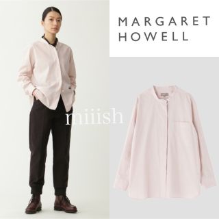 マーガレットハウエル(MARGARET HOWELL)の新品タグ付 2021 マーガレットハウエル コットンシルクカラーレスシャツ 桃色(シャツ/ブラウス(長袖/七分))