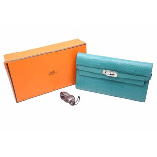 エルメス(Hermes)の極美品 HERMES エルメス ケリーウォレット ヴェールヴェローヌ アリゲーター A刻印 長財布 箱付き 中古 49868(財布)