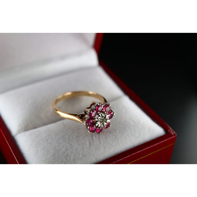 ゴールド リング ビンテージ 指輪 レディース ルビー ダイアモンド J62 レディースのアクセサリー(リング(指輪))の商品写真