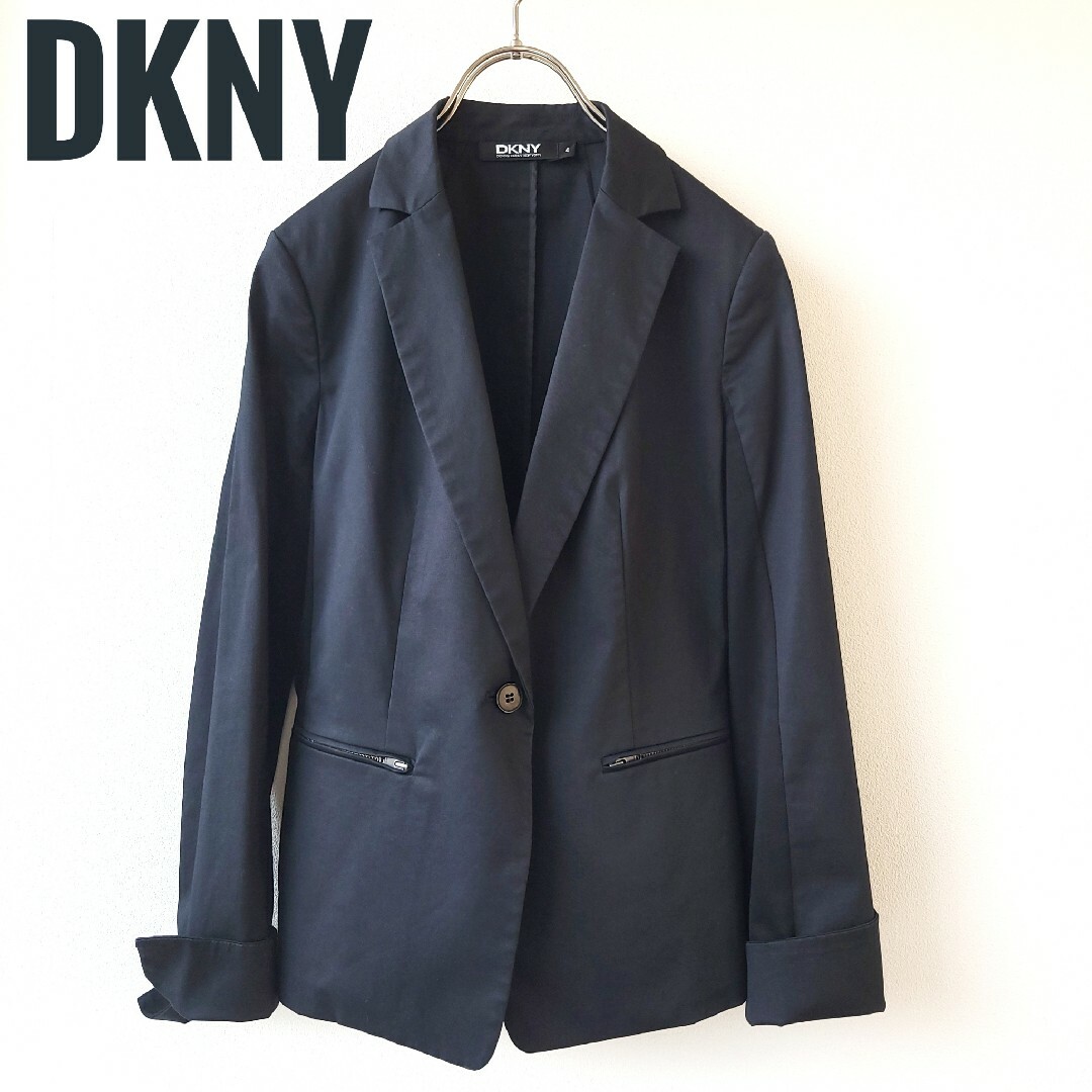 DKNY テーラードジャケット ブラック サイズ4 黒 シングル ...