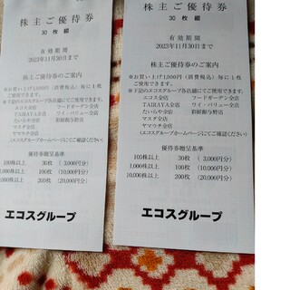 エコス  株主優待券 2冊 6000円分(ショッピング)