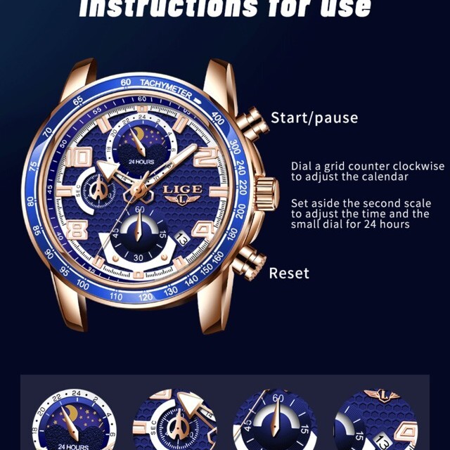 箱付き 新品 LIGE 高級 高品質 海外限定 メンズ腕時計 ラグジュアリー