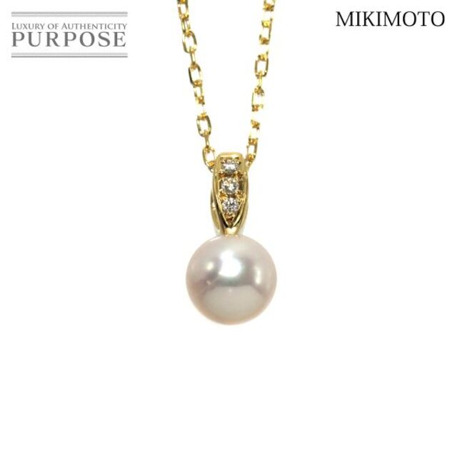 ミキモト MIKIMOTO アコヤ真珠 7.2mm ダイヤ ネックレス 40cm K18 YG