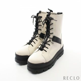 アグオーストラリア(UGG AUSTRALIA)のSheena コンバット ブーツ レザー ホワイト ブラック(ブーツ)