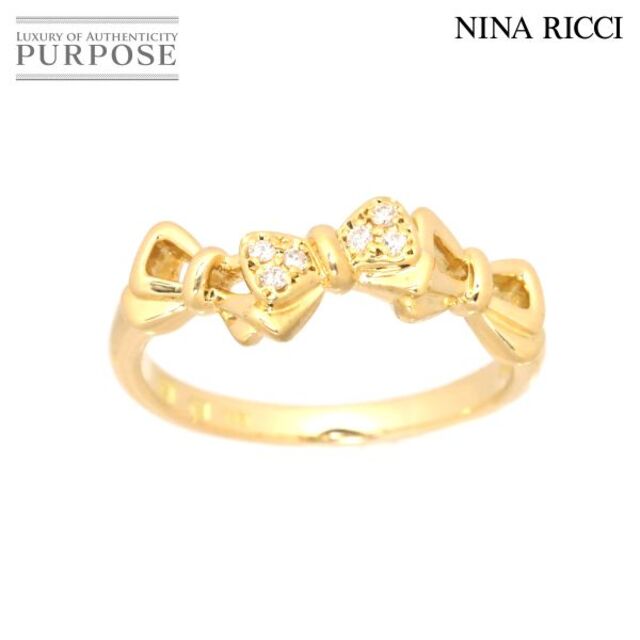 NINA RICCI(ニナリッチ)のニナリッチ NINA RICCI 15.5号 リング ダイヤ リボンモチーフ K18 YG イエローゴールド 750 指輪 VLP 90187441 レディースのアクセサリー(リング(指輪))の商品写真