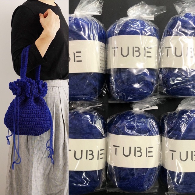 DARUMA TUBE 6玉で編むフリル巾着バッグキット　20%オフ！