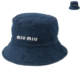 ミュウミュウ(miumiu)のミュウミュウ MIU MIU バケットハット デニム ロゴ ハット 帽子 5HC196 2F3W (ハット)