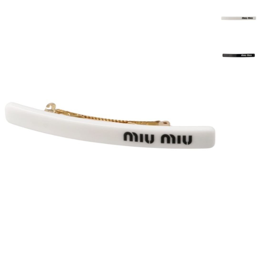 ミュウミュウ MIU バレッタ プレックス ヘアクリップ ロゴ ヘアピン