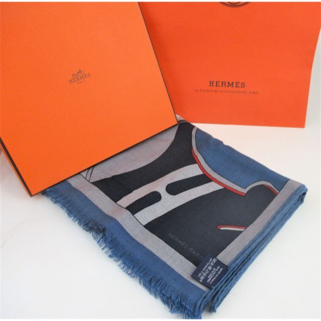 HERMES - ◇エルメス レクタングル 63×180 セル/無秩序 カシミア×シルク スカーフ