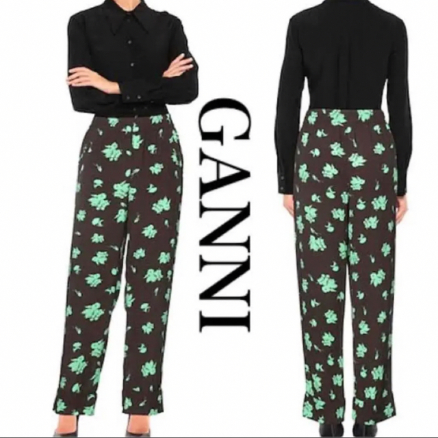 新品 GANNIフローラル パンツ 34 花柄 フラワー セットアップ-