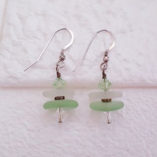 ♪未使用♪Hawaii♪SeaGlass♪シーグラス×ビーズ♪シルバー♪ピアス♪(ピアス)