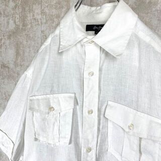 00s Y2K 古着 ショーンジョン リネンシャツ 半袖 白ホワイト XL相当