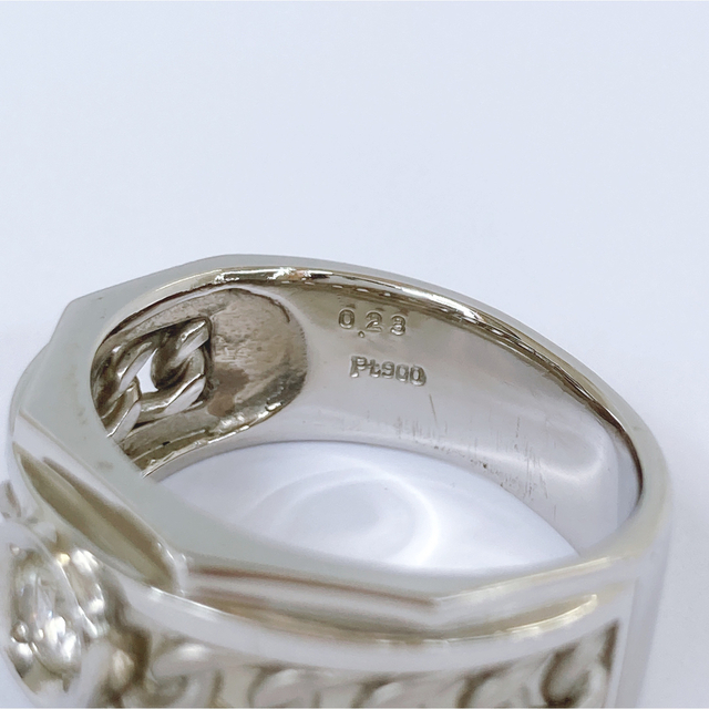 ★大特価 Pt900 天然ダイヤモンド 0.23ct チェーン デザイン リング メンズのアクセサリー(リング(指輪))の商品写真