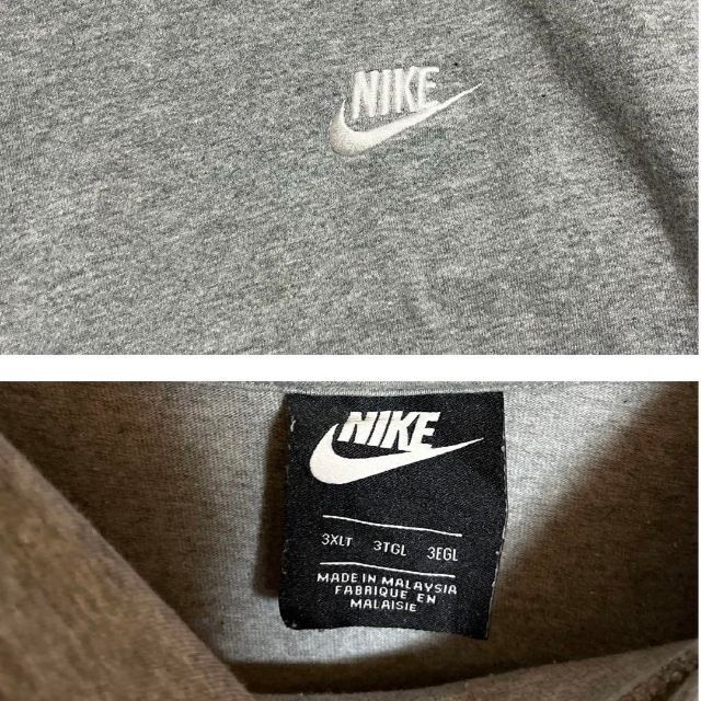 NIKE(ナイキ)の【美品超ビッグシルエット】ナイキ　ワンポイント刺繍ロゴパーカー　黒タグM225 メンズのトップス(パーカー)の商品写真