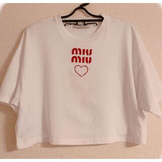miumiu - miumiu エンブロイダリーコットンTシャツの通販｜ラクマ